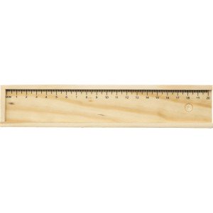 Fa színesceruza készlet vonalzós tolltartóban, natúr