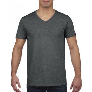 Gildan SoftStyle férfi V-nyakú póló, Dark Heather, M
