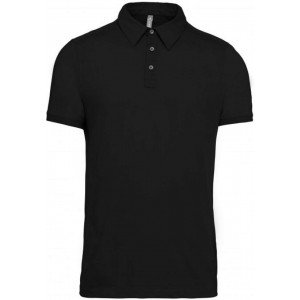 Kariban férfi galléros pamutpóló, Black, L
