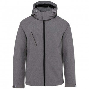Kariban férfi kapucnis softshell dzseki, Marl Grey, 2XL