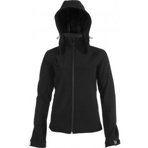 Kariban női kapucnis softshell dzseki, Black, M