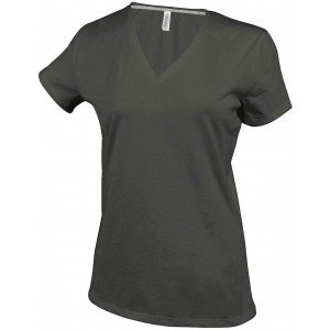 Kariban női V-nyakú póló, Dark Khaki, 3XL
