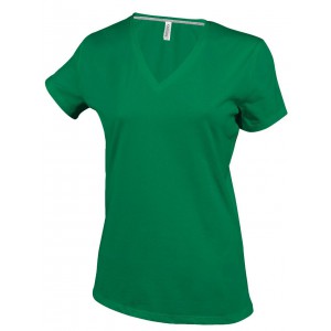 Kariban női V-nyakú póló, Kelly Green, 3XL