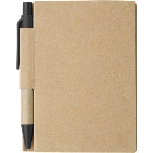 Mini füzet tollal, fekete tollbetéttel, natúr/fekete