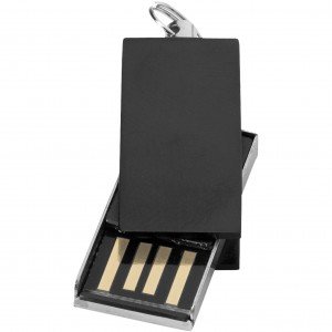 Mini Rotate fém pendrive, fekete, 4GB (raktári)