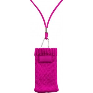 Mobiltelefon tok nyakpánttal, poliészter, pink