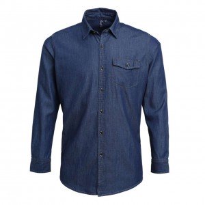 Premier férfi farmer ing, Indigo Denim, 2XL