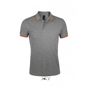 Sols Pasadena férfi piképóló, Grey Melange/Orange, 2XL