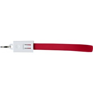 Töltőkábel és kulcstartó, piros